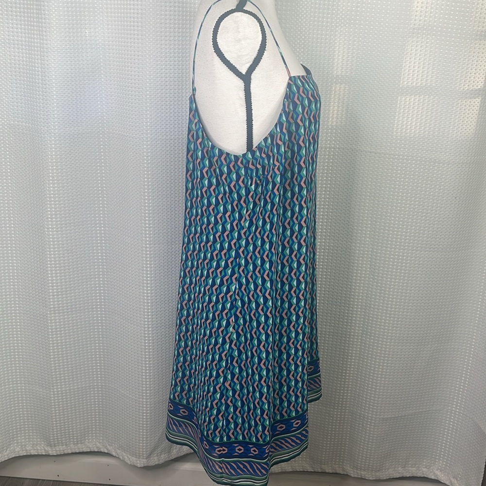 Anthropologie Maeve Silk Dress Geometric Print Spaghetti Straps Sundress Sz L - Picture 6 of 12